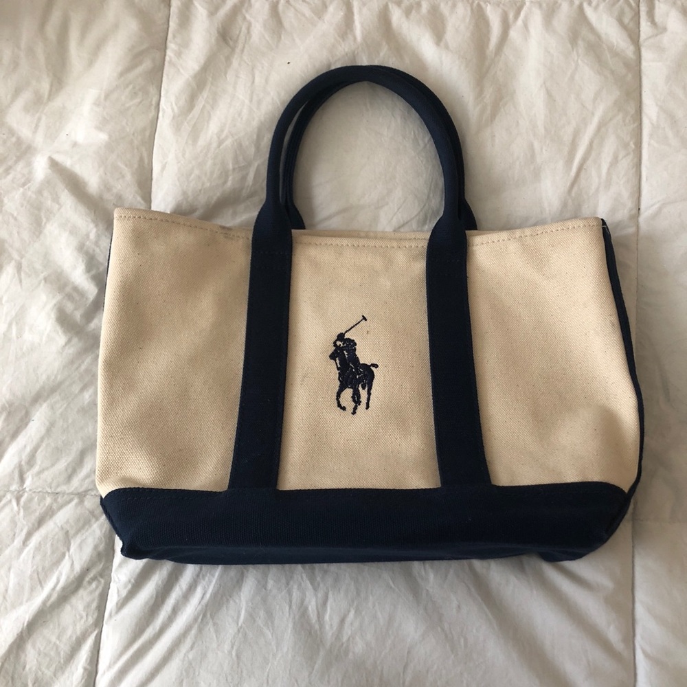 POLO RALPH LAUREN Natural/Navy Canvas Tote Bag